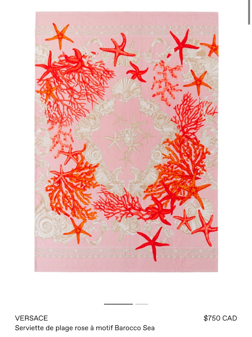 Versace Pink and Coral Starfish Print towel